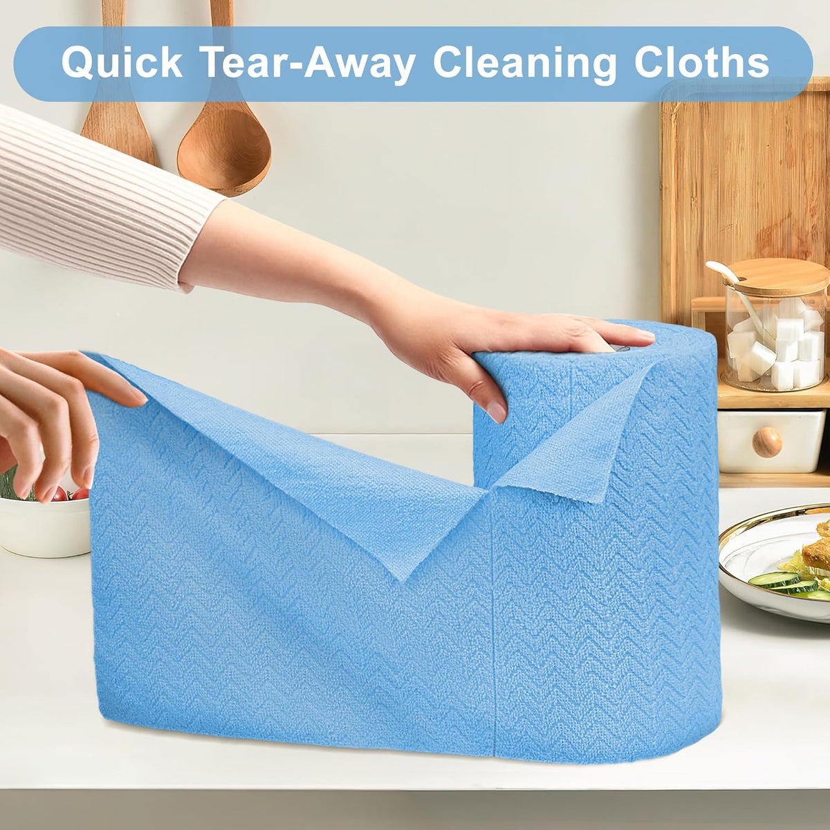 LIVOS Microfiber Cleaning Cloth Roll - 80 Pack, Reusable Paper Towels, Microfiber Towels for Cars