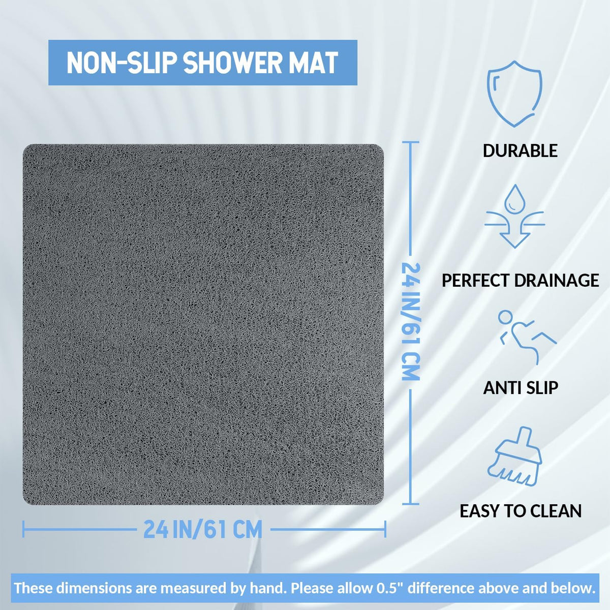 Non Slip Shower Mat, Anti Slip Bath Mat, Quick Drying Bath Tub Mats, Foot Scrubber Mat, Anti Slip
