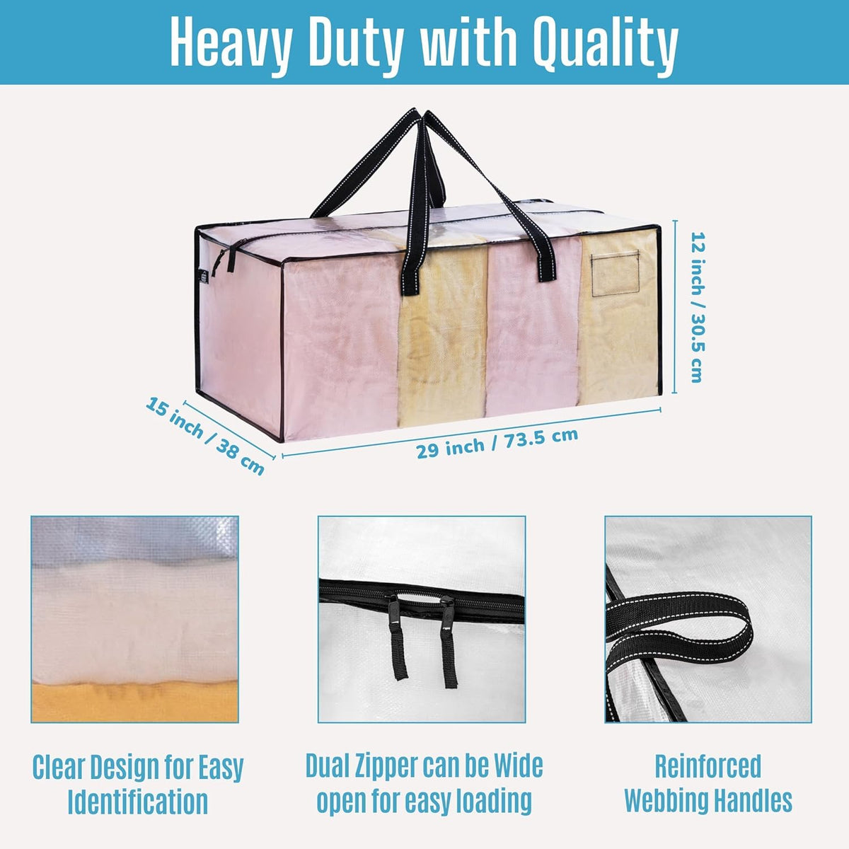VENO 8 Pack Moving Bags Extra Large Storage Bags for College Move-In, Heavy-Duty Storage Totes