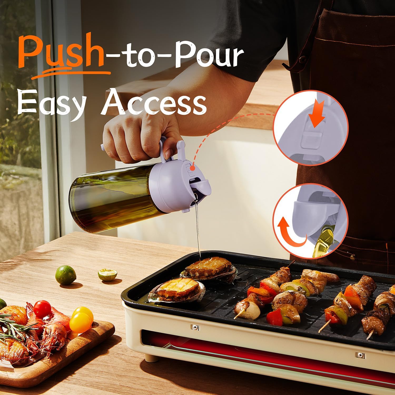 TrendPlain - Original 16oz/470ml Olive Oil Dispenser Bottle for Kitchen Gadgets and Air Fryer