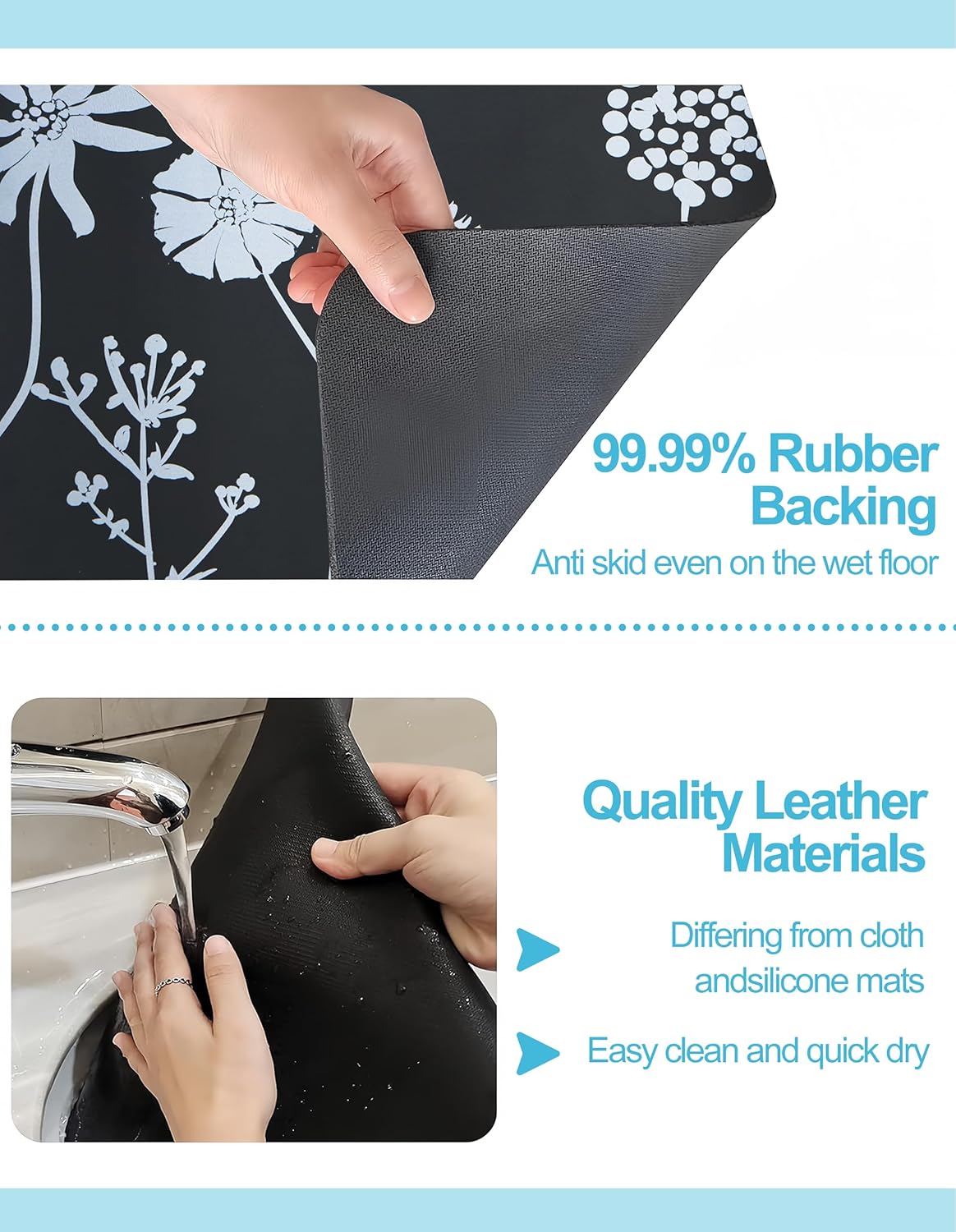 Dish Drying Mat for Kitchen Counter, 16"x24" Dish Drying Pad with Non-slip Rubber Backed, Hide