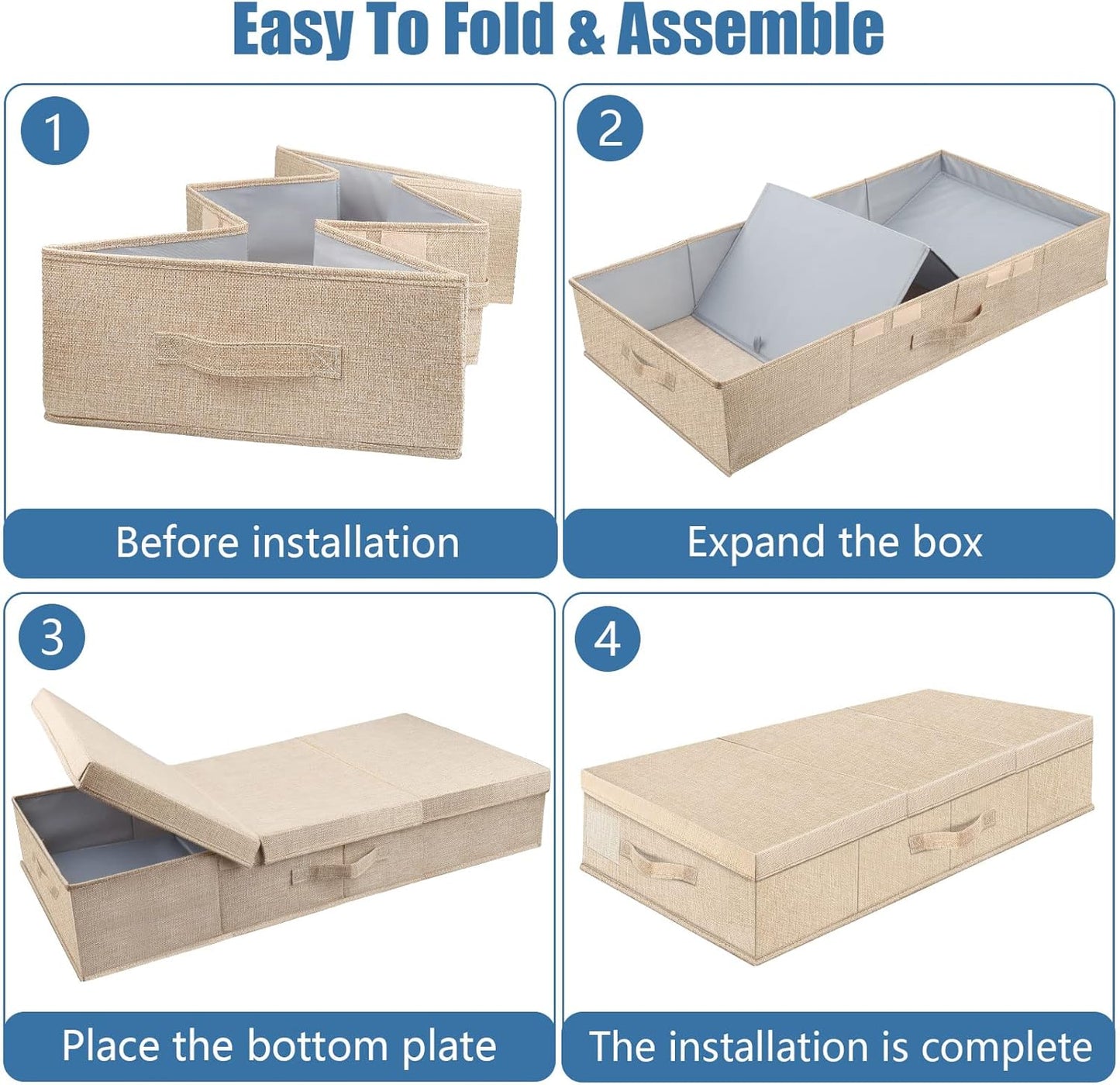 Underbed Storage Containers Bin with Lids (Set of 2) Large Under Bed Storage Organizer Box with
