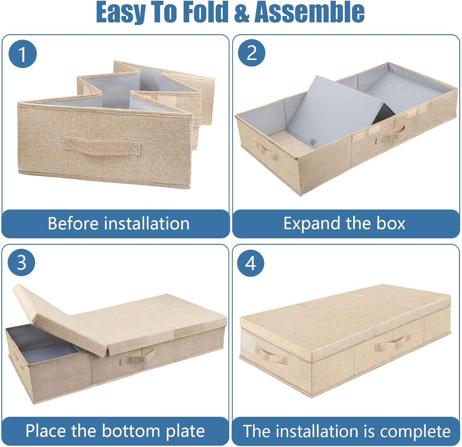 Underbed Storage Containers Bin with Lids (Set of 2) Large Under Bed Storage Organizer Box with