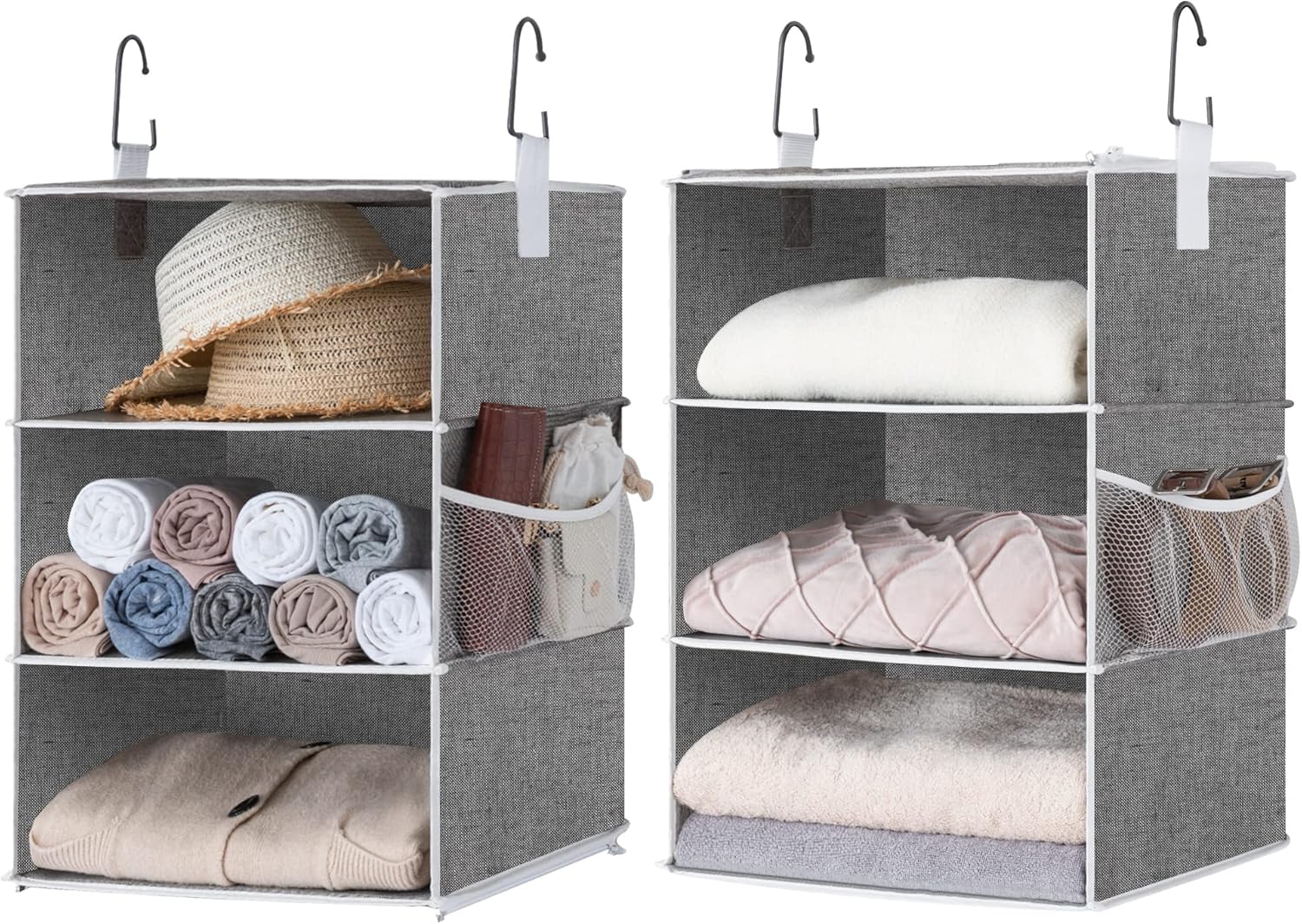StorageWorks 6-Shelf Jumbo Closet Organizers, Two 3-Shelf Separable Hanging Shelves for Closet, 13"
