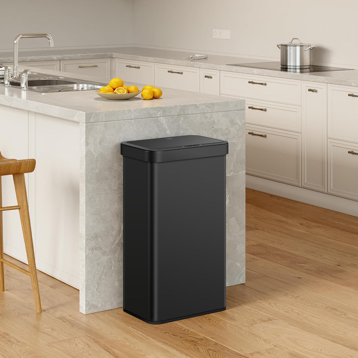 EKO Nova Sensor Trash Can, 21 Gallon/80 Liter Stainless Steel Rectangular Touchless Motion Sensor