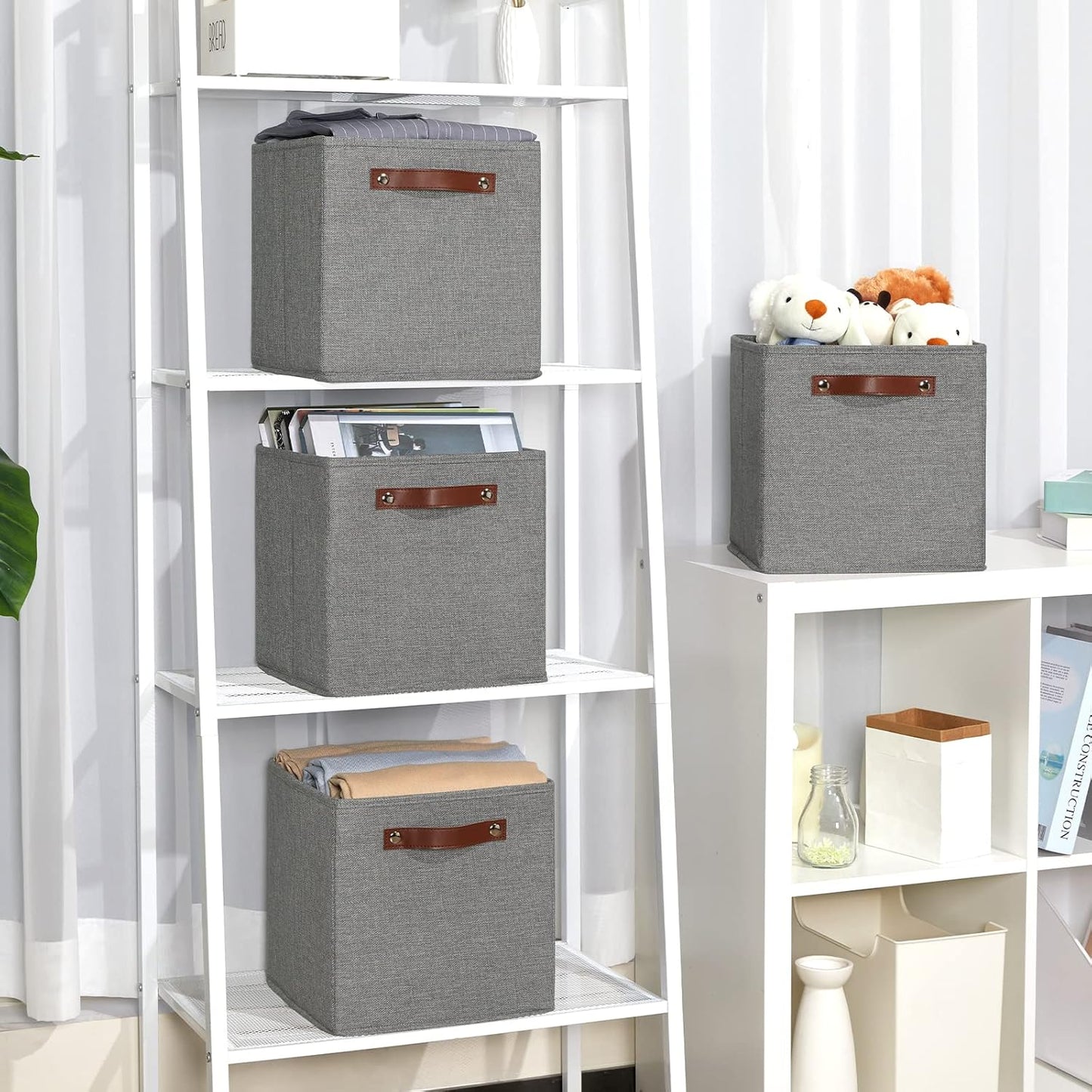 Temary 11 Inch Cube Storage Bins 4PCs Fabric Storage Cubes Storage Baskets Organizer with Handles