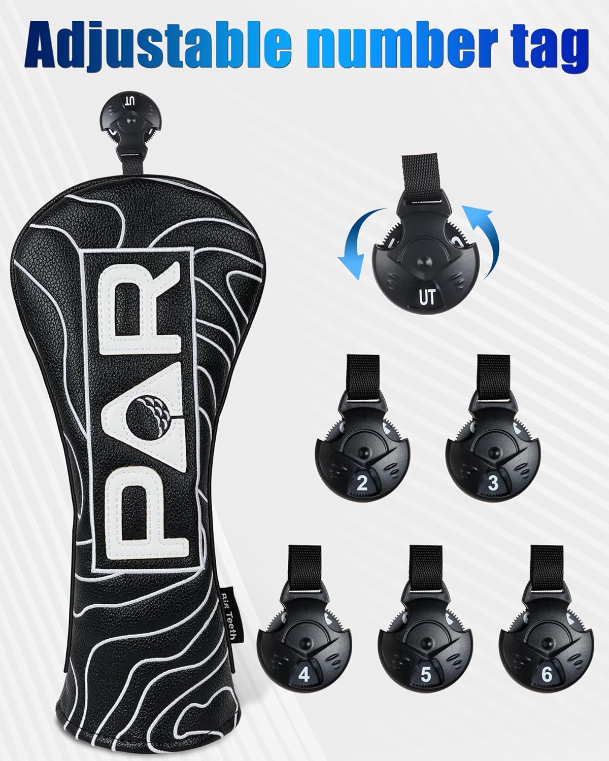Big Teeth Golf Club Covers Full Set Driver Headcover Fairway Wood Hybrid Golf Club Iron Head