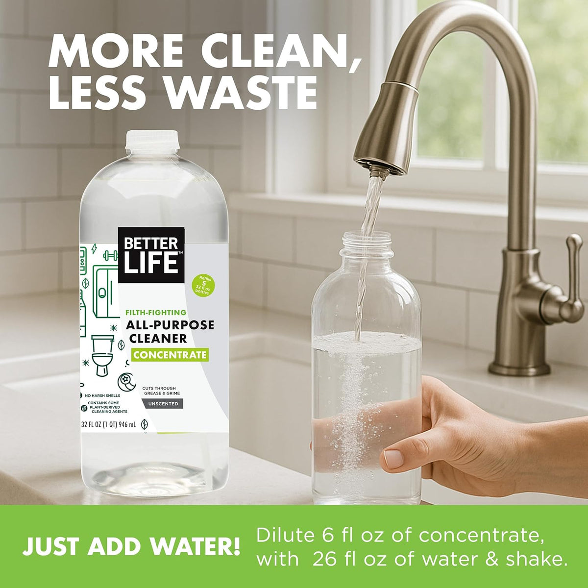 Better Life All Purpose Cleaner Concentrate- Multipurpose Home and Kitchen Cleaner for Glass