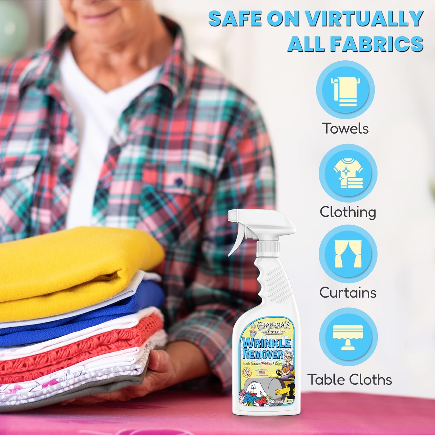 Grandma's Secret Wrinkle Remover Spray - Easily Removes Wrinkles & Odors - Wrinkle Release, Fabric