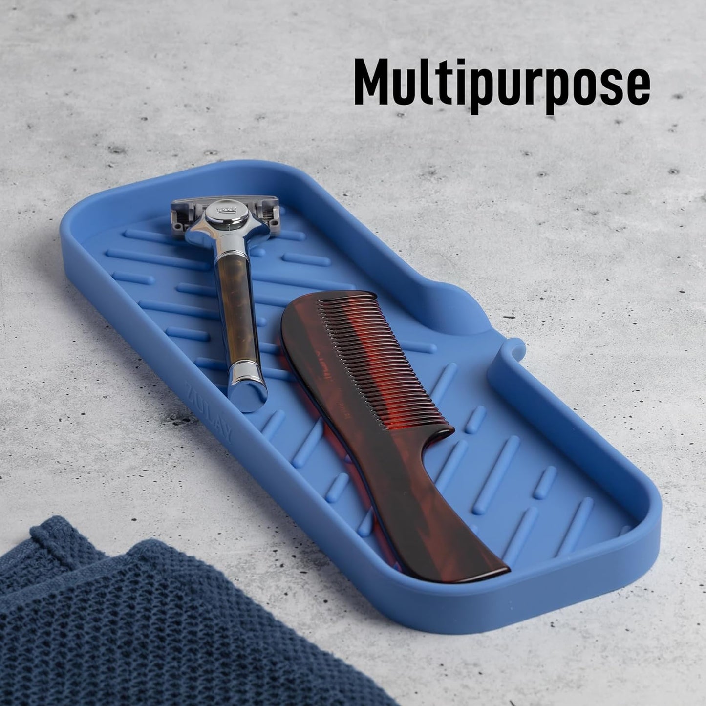 Zulay Large Silicone Sponge Holder (12x4) – Flexible Sink Organizer Tray for Kitchen & Bathroom