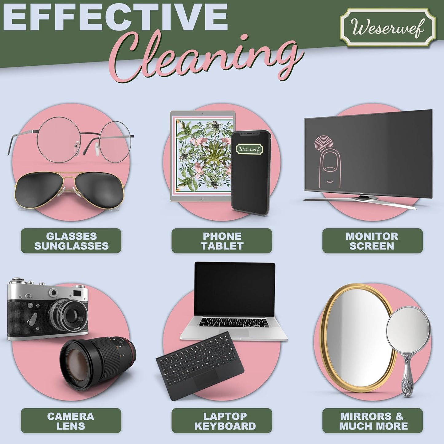 WESERWEF Design Microfiber Glasses Cleaning Cloth – Premium Cleaning Cloth for Eyeglasses, Screens