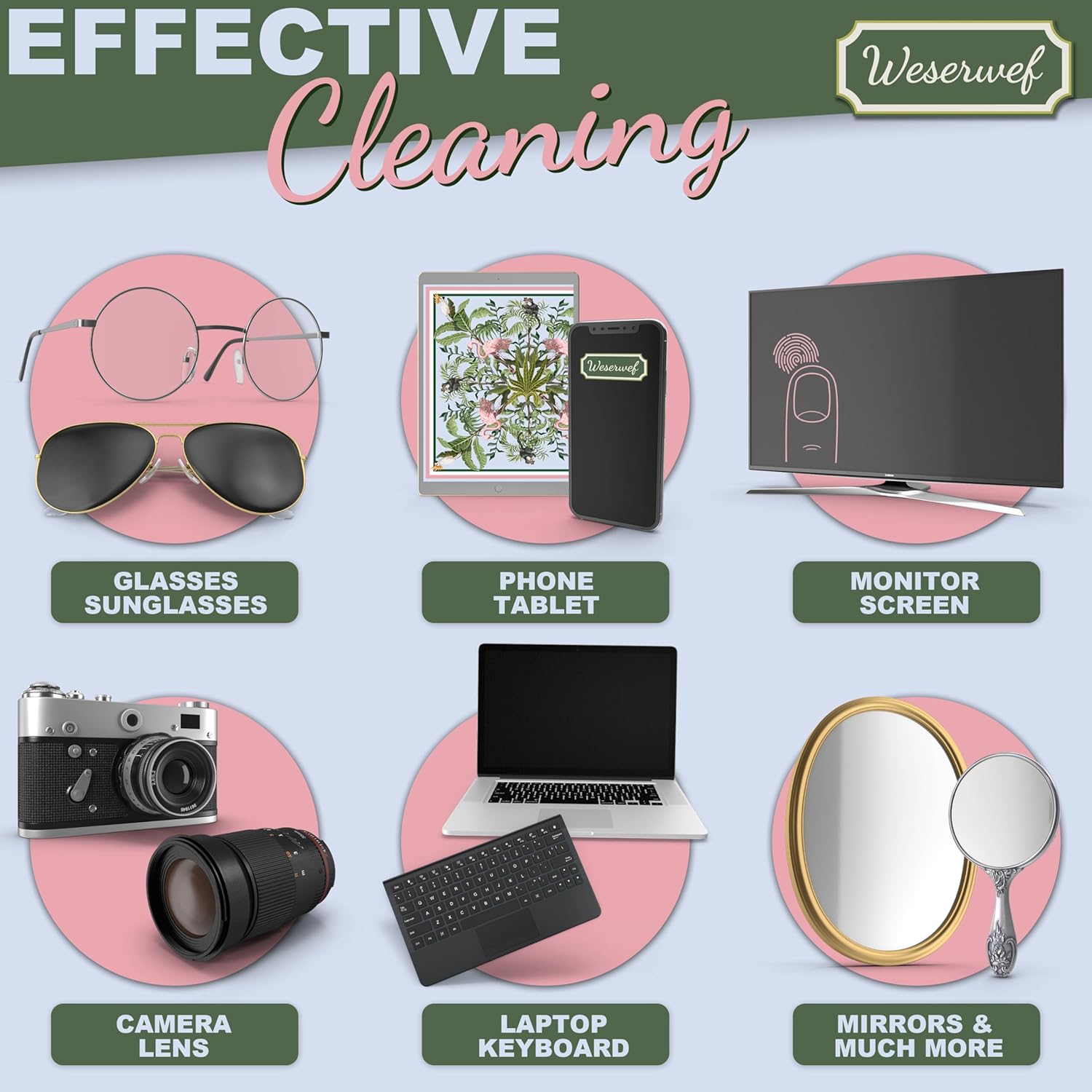 WESERWEF Design Microfiber Glasses Cleaning Cloth – Premium Cleaning Cloth for Eyeglasses, Screens