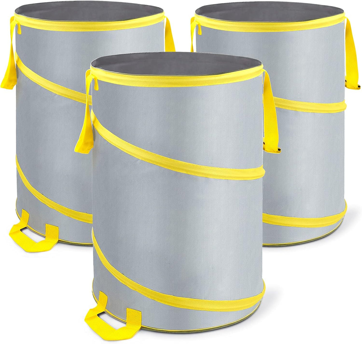 30 Gallon Collapsible Trash Can 3 Pack, Garden Bag Pop Up Camping Trash can, Reusable Leaf Bag