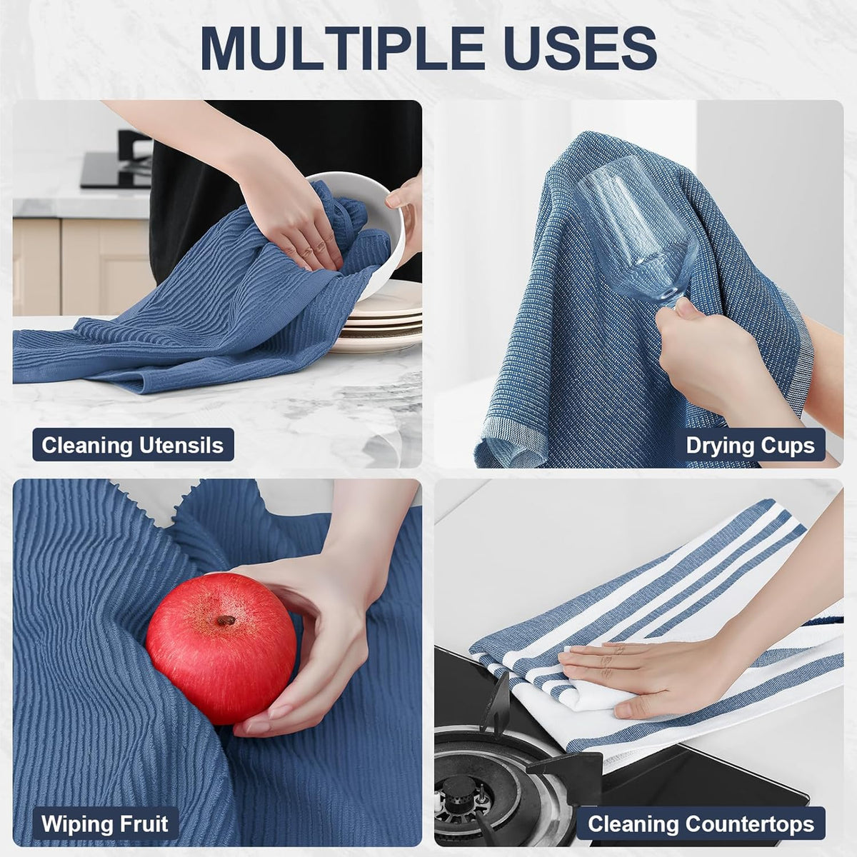 Homaxy Premium Kitchen Towels(18”x 28”, 12 Pack), Large Cotton 380 GSM Kitchen Hand Towels, Soft