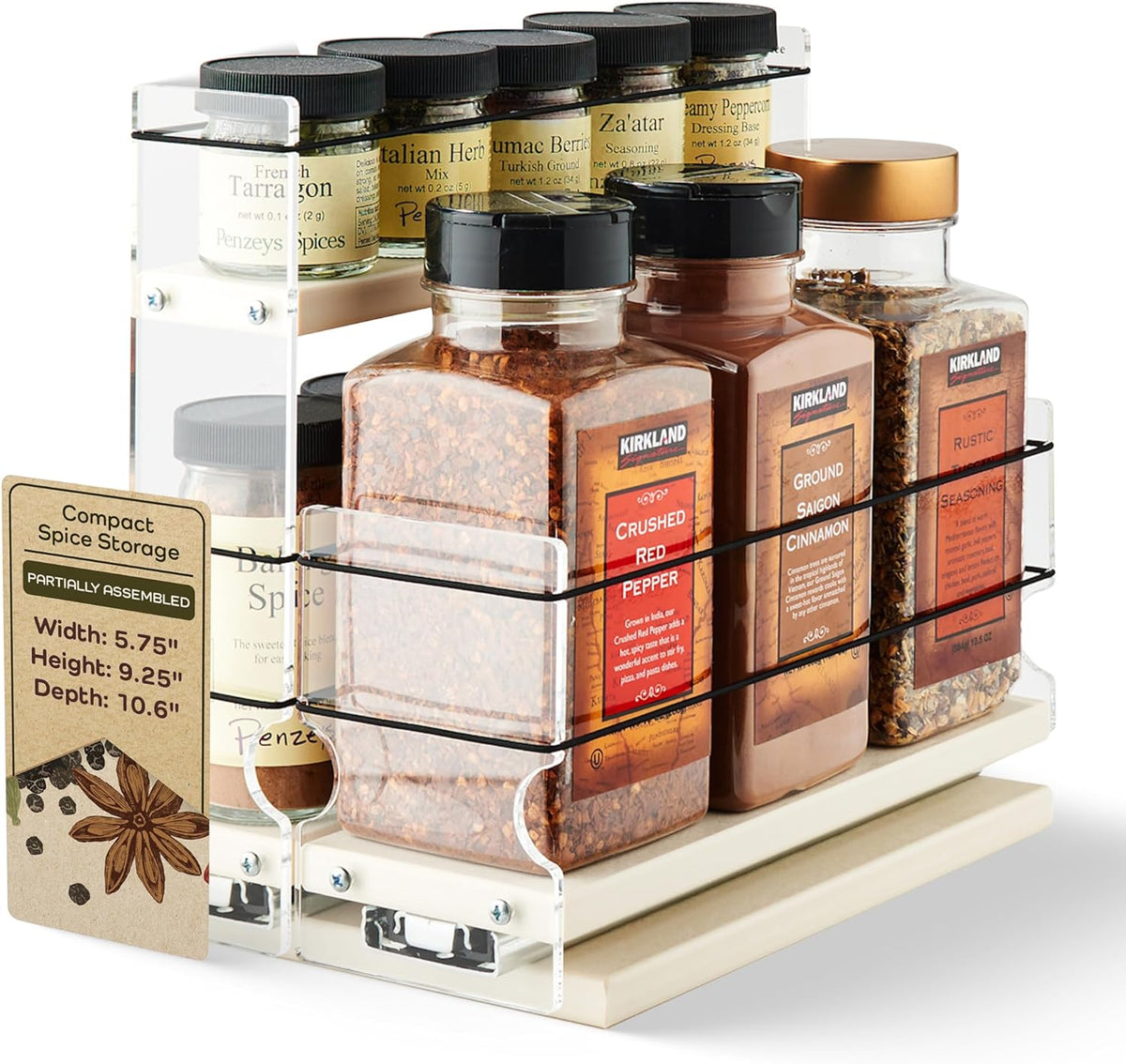 Vertical Spice Combo Spice Rack Drawer - Pull Out Pantry Organizers and Storage - Kitchen Cabinet