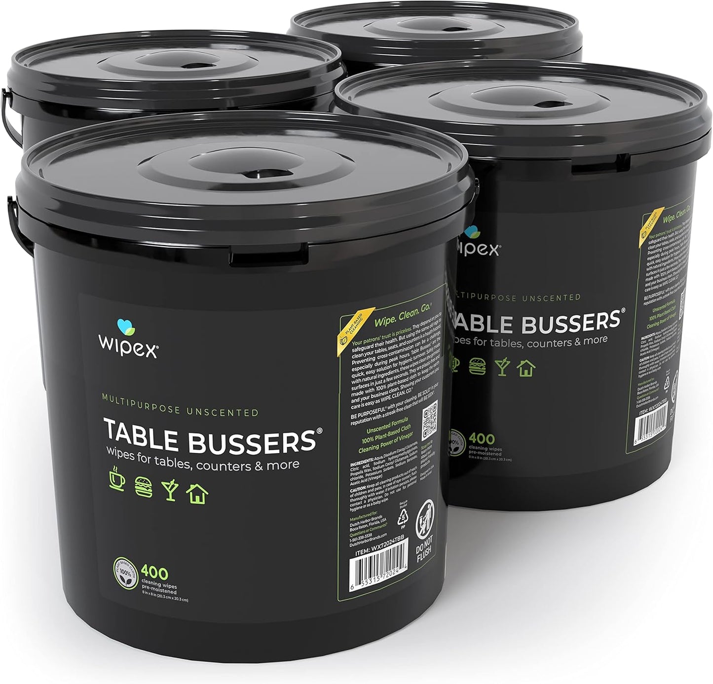 Wipex Table Bussers - Natural Cleaning Vinegar Counter and Table Wipes, 400 Ct Unscented Disposable