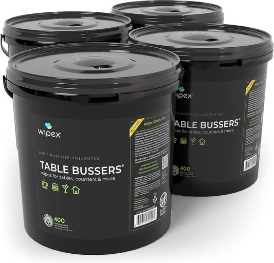Wipex Table Bussers - Natural Cleaning Vinegar Counter and Table Wipes, 400 Ct Unscented Disposable