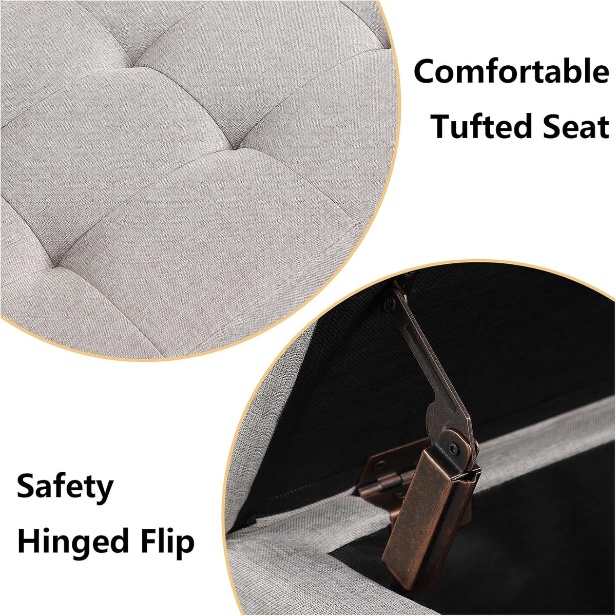 Storage Ottoman Bench with 2.56-inch Thick Seat, 31.5 inch Nesting Ottoman Set of 2, Hinged Flip
