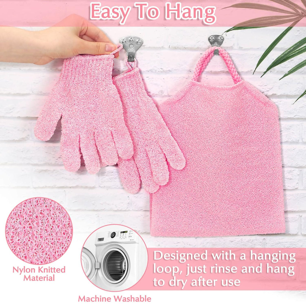Anezus Exfoliating Shower Bath Gloves Back Scrubber Set for Body, Face, Shower, Bath, Scrub and