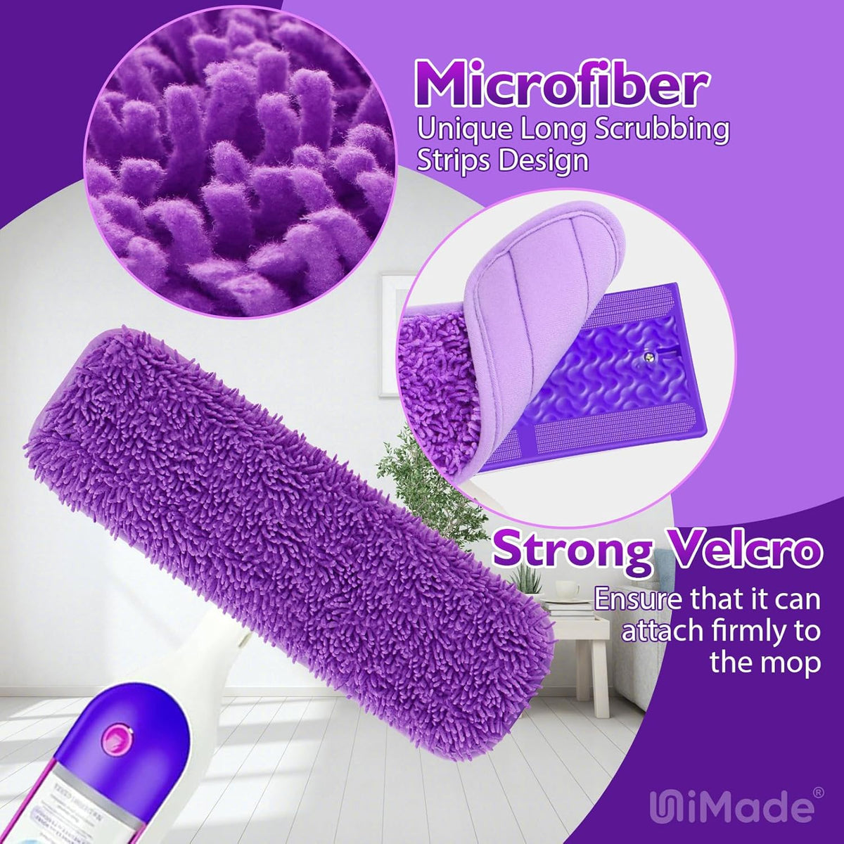 Reusable Mop Pads for Swiffer PowerMop, 8 Pack Microfiber Mop Pad Refill with Scrubber Strips for