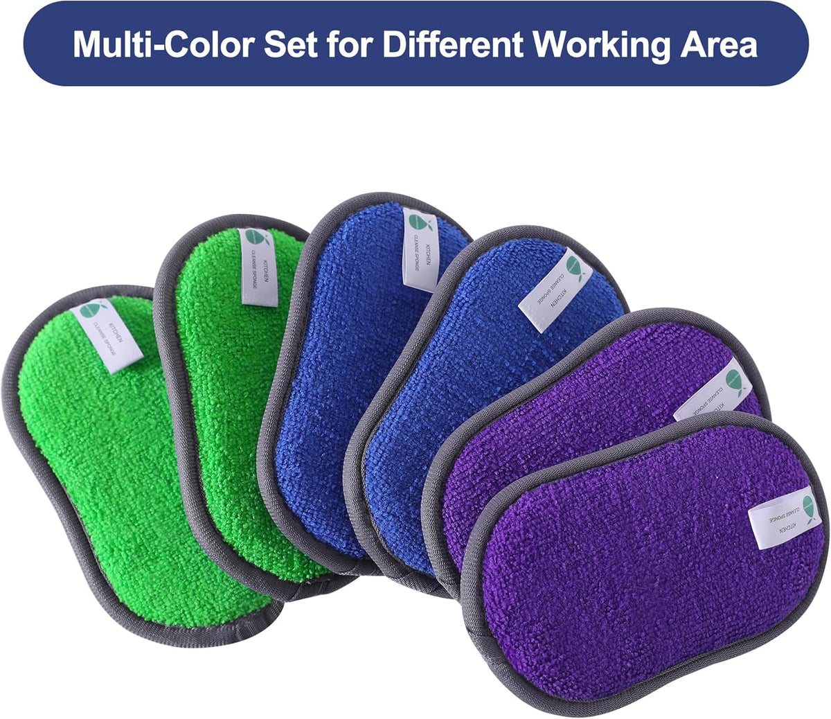 Multipurpose Sponges Kitchen,6 Pack Reusable Non-Scratch Scrub Sponge,Rough Scrubbers Side for Pots