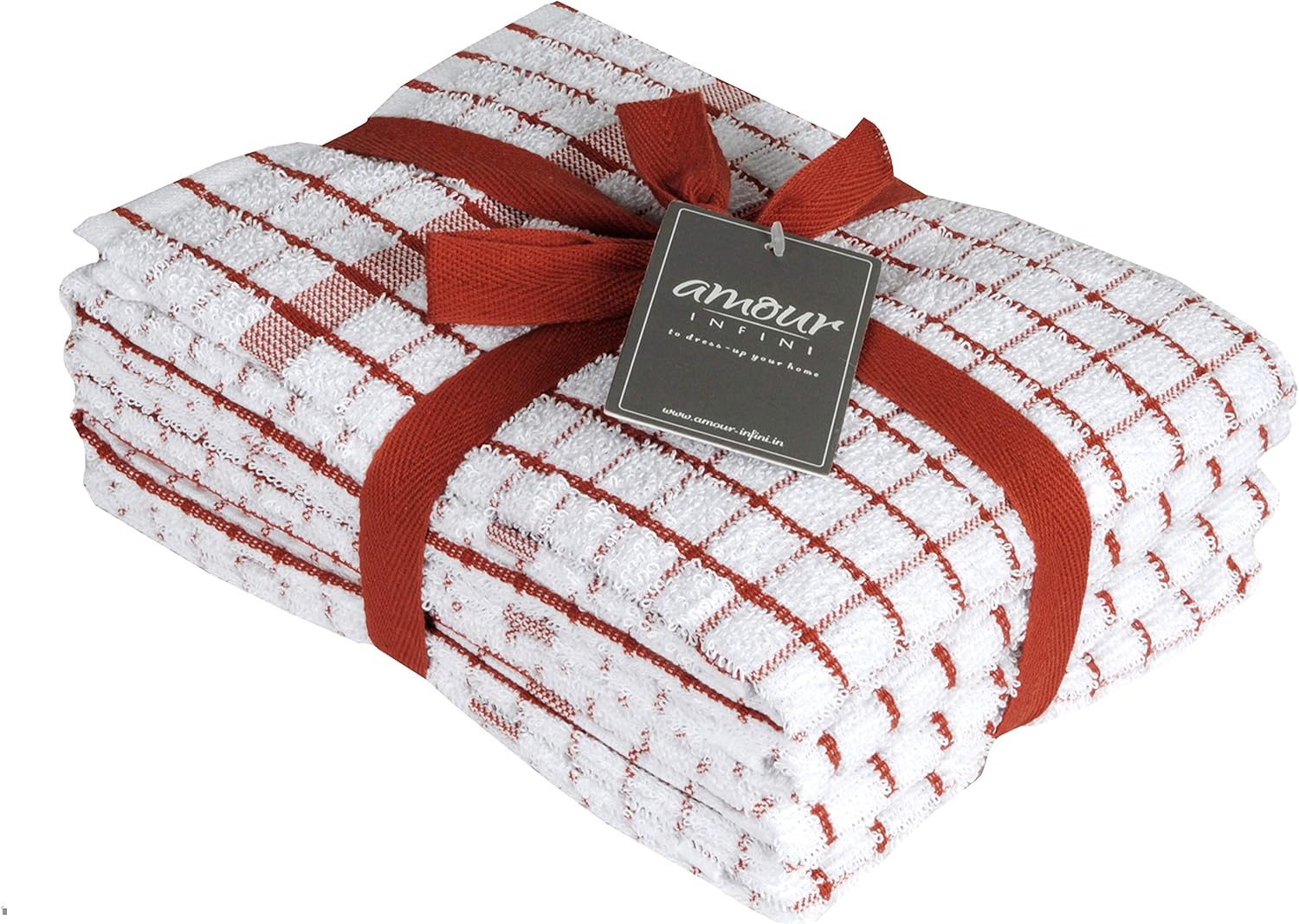 AMOUR INFINI Kitchen Towels Set of 4 - Highly Absorbent, Super Soft Terry Cotton 20x28 Inch Dish