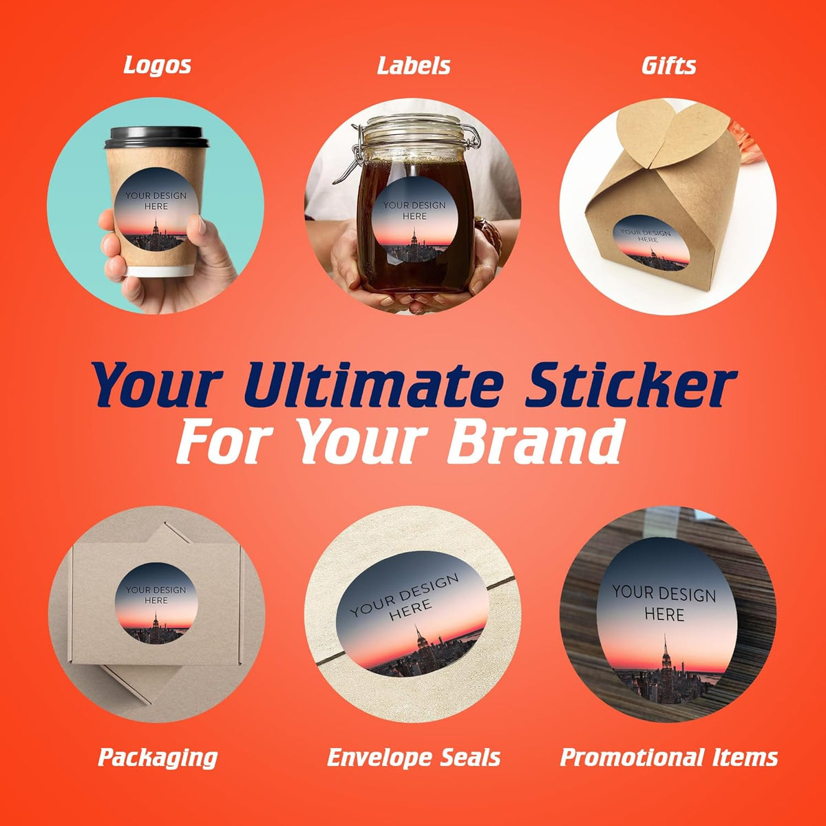 100 Custom Vinyl Stickers - Upload Your own Image, Text, Design, Logo - Personalized Logo Labels