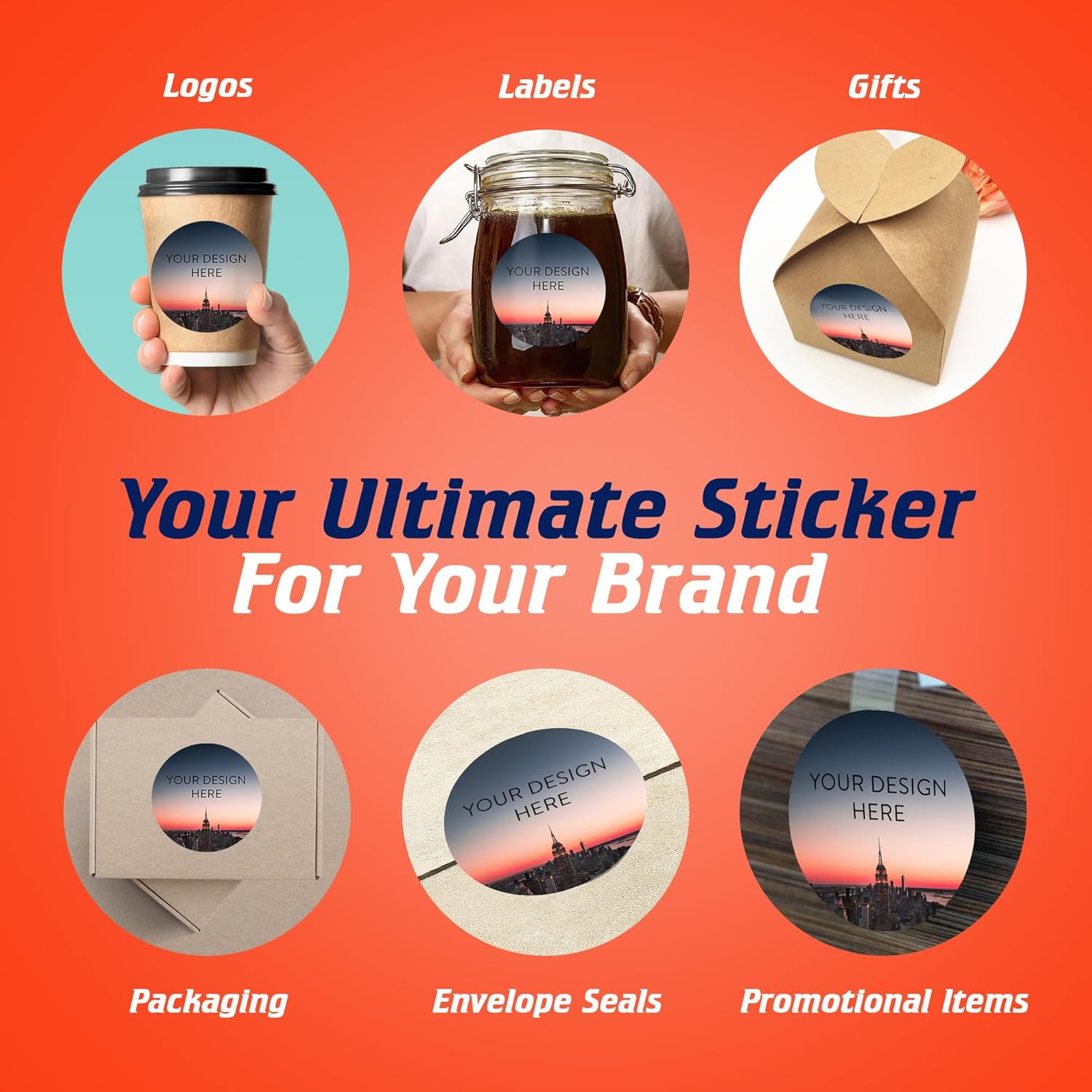 100 Custom Vinyl Stickers - Upload Your own Image, Text, Design, Logo - Personalized Logo Labels