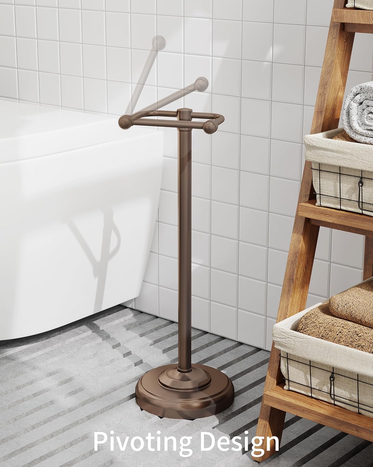 Toilet Paper Holder Stand, Bronze Toilet Paper Holder Free Standing, Post Pivoting Design & Stable
