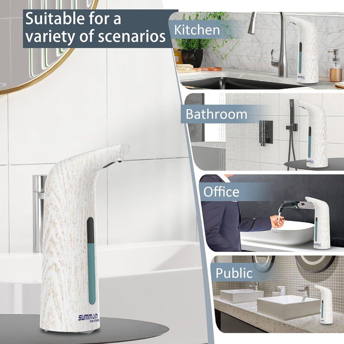Automatic Soap Dispenser Touchless,400ML Hand & Dish Countertop Electric Liquid Dispenser with