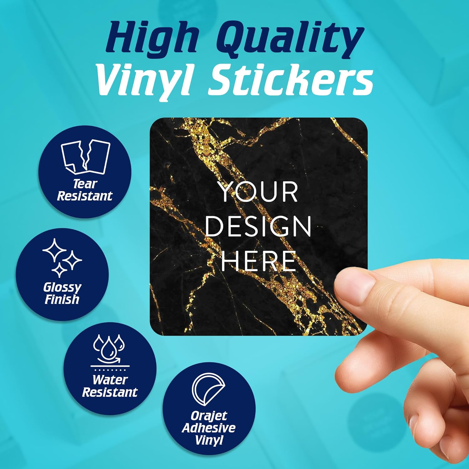 100 Custom Vinyl Stickers - Upload Your own Image, Text, Design, Logo - Personalized Logo Labels