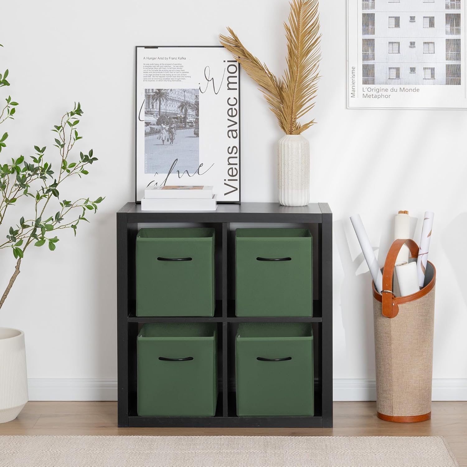 StorageWorks Green Storage Cubes, 11 Inch Cube Storage Bins with Handle, Cube Storage Organizer