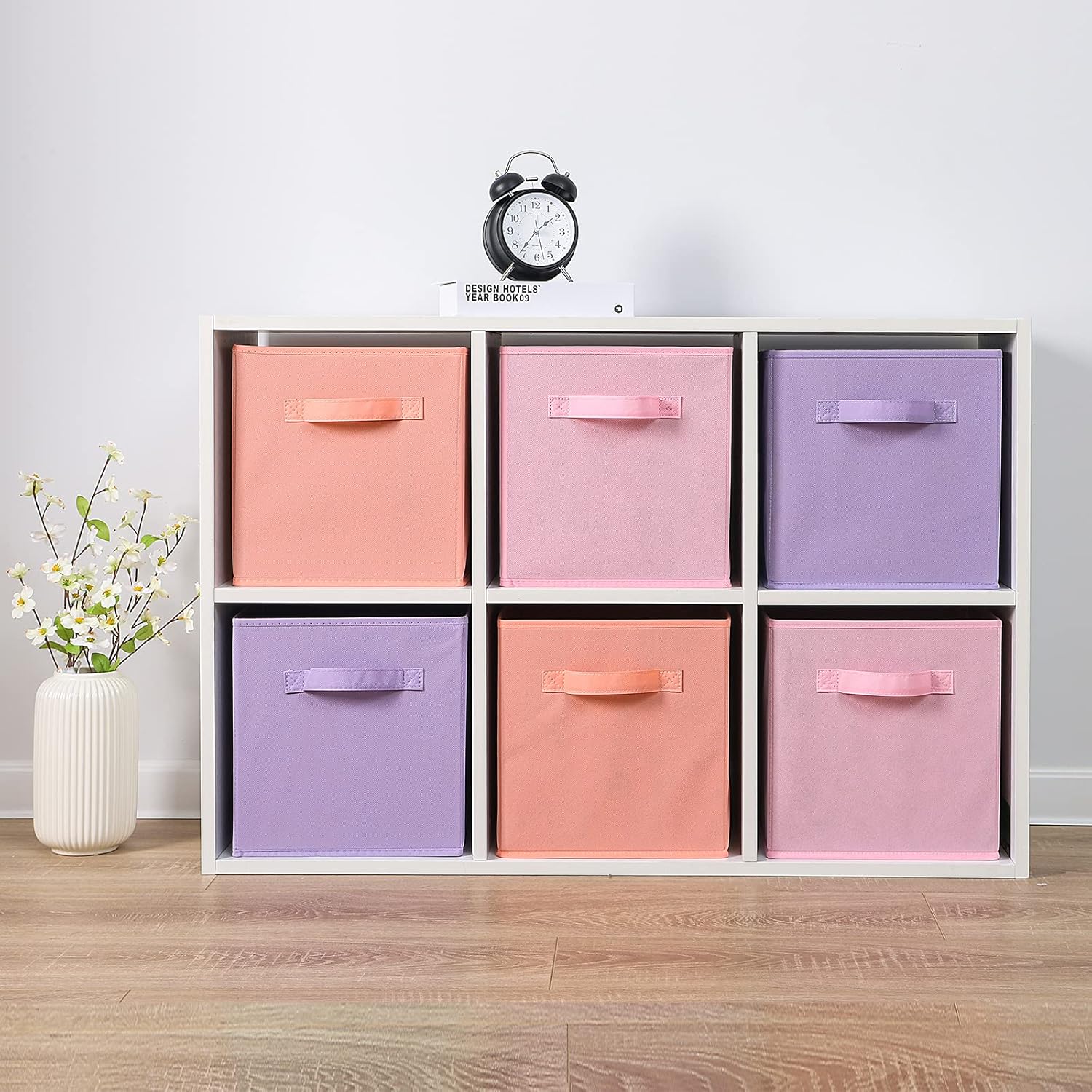 Stero Fabric Storage Bins 6 Pack Fun Colored Durable Storage Cubes with Handles Foldable Cube