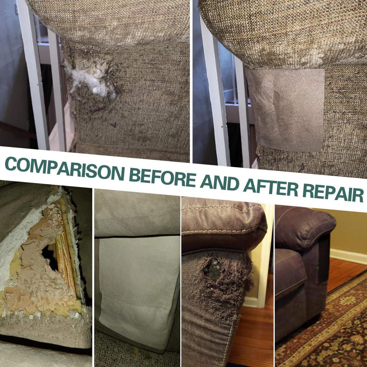 Azobur Couch Patch Repair Fabric,Microfiber Fabric, Self-Adhesive, for Sofa Repair and Upholstery
