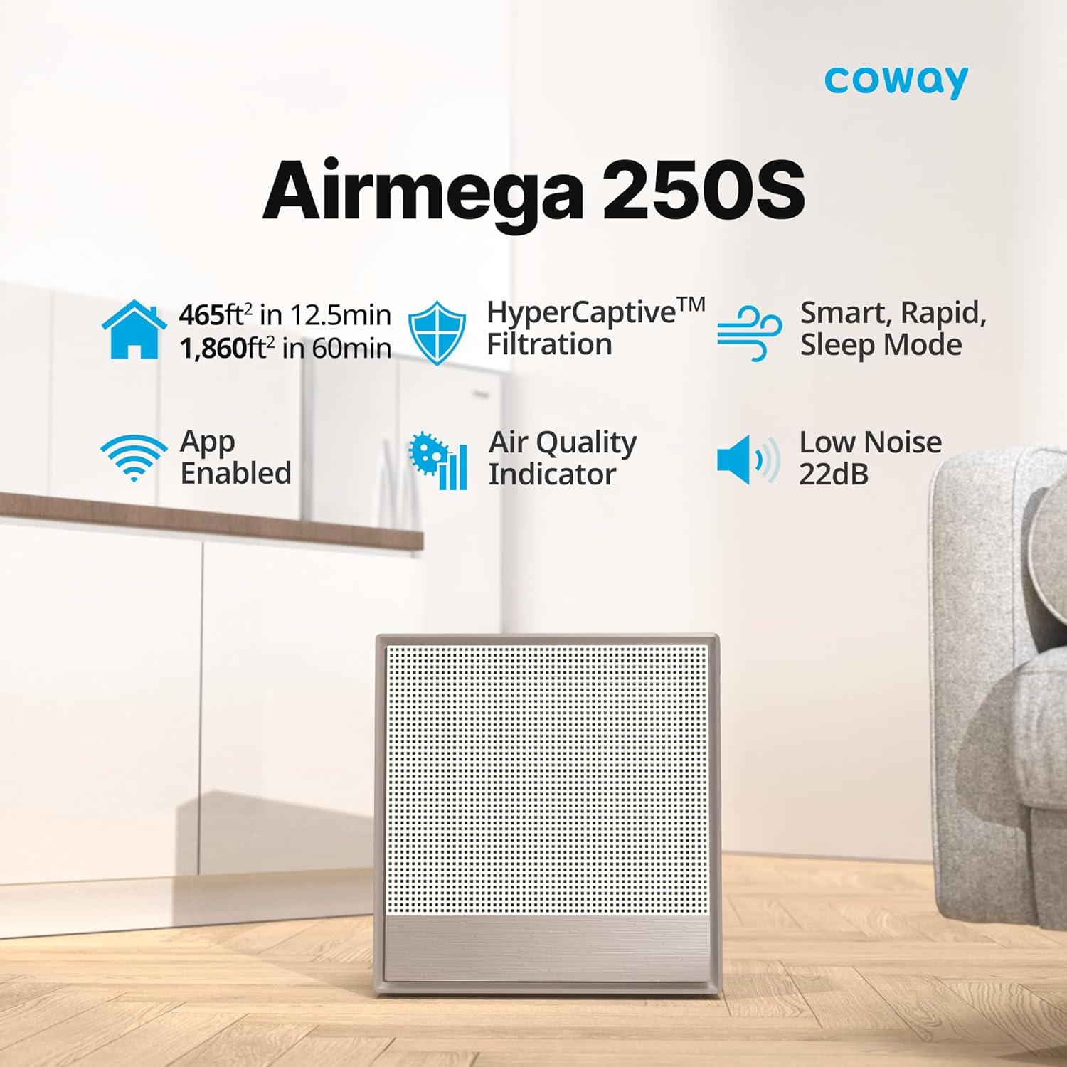 COWAY Air Purifiers for Home Large Room Up to 930 ft², Washable Pre-Filter and True HEPA Filter for