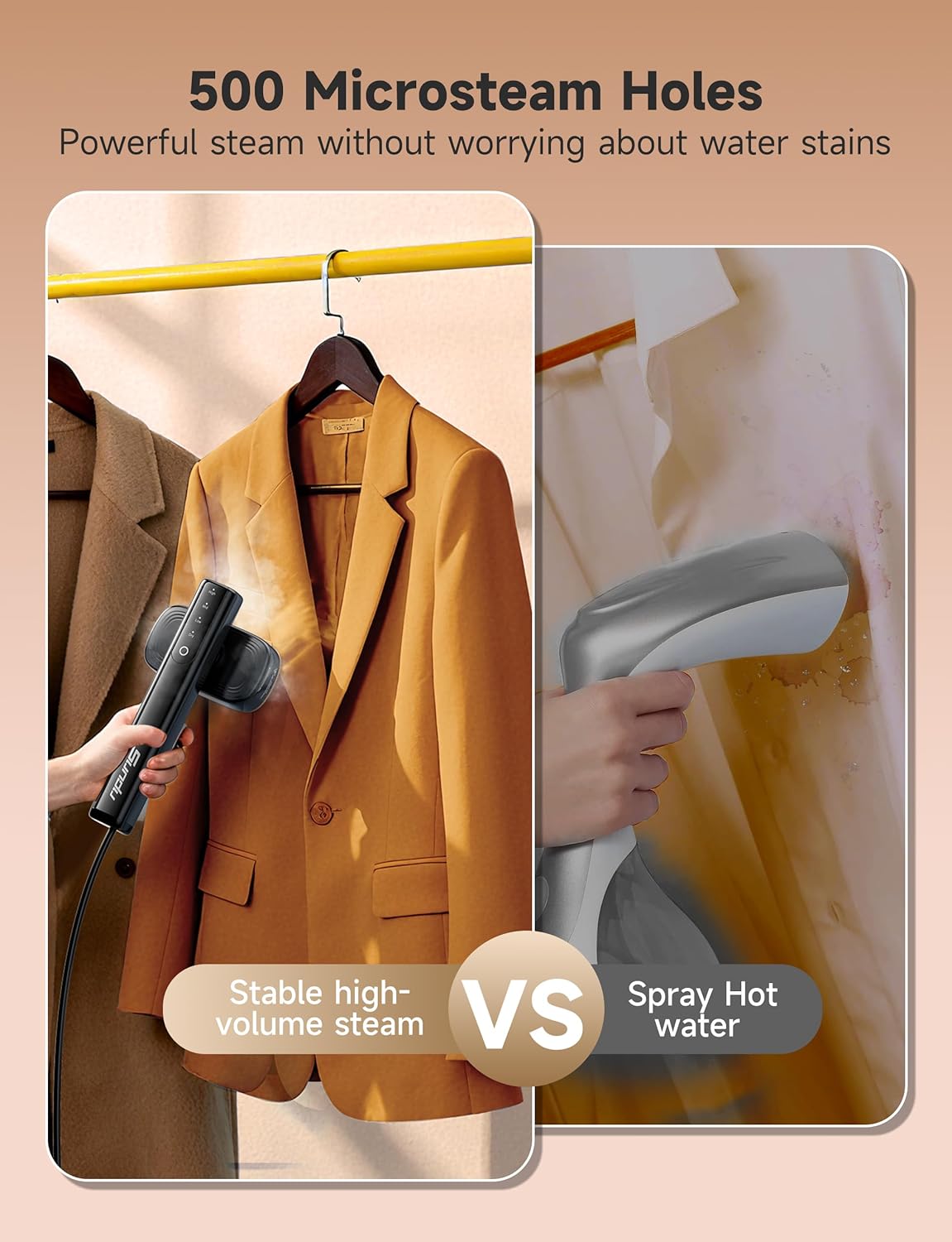 Travel Steamer for Clothes, Portable Handheld Design, Clothing Wrinkles Remover, Strong Penetrating