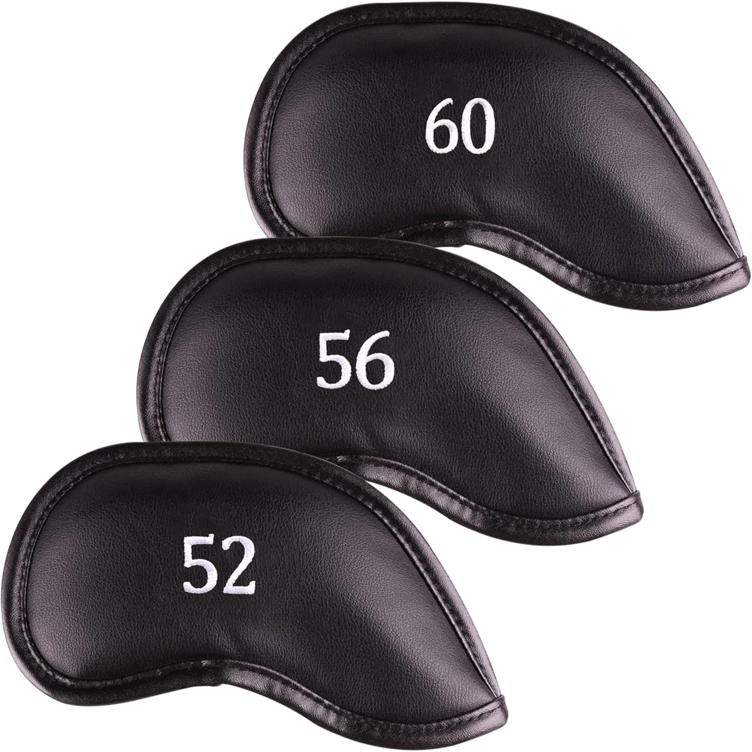 Premium Magnetic Leather Iron and Wedge Golf Club Head Covers | Set of 10 | Fits Most Clubs |