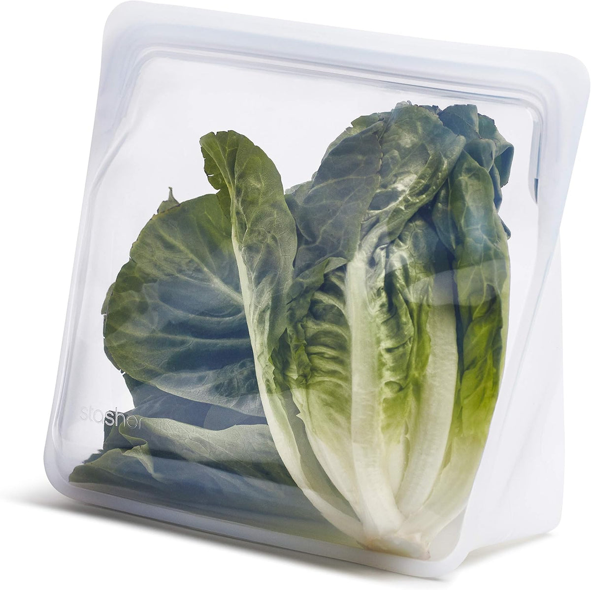 Stasher Premium Silicone Reusable Food Storage Stand-Up Bag Mega, Clear, Microwave, Sous Vide