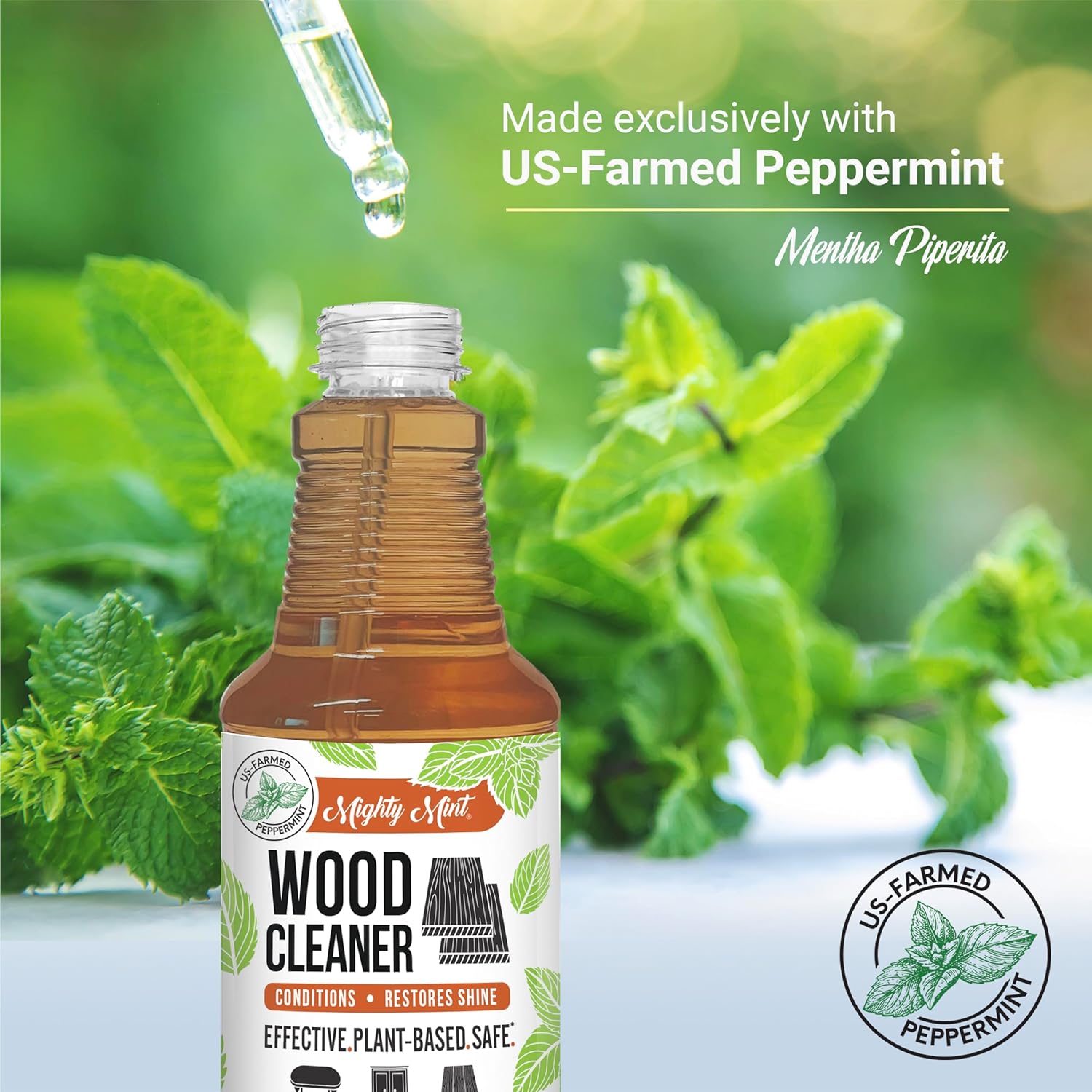 Mighty Mint Wood Cleaner and Conditioner, Spray Cleans and Renews Wood, Natural Peppermint Scent