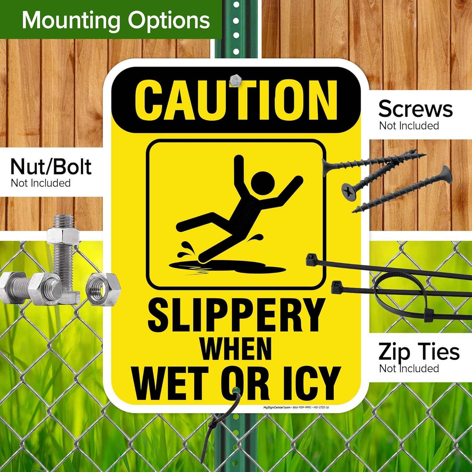 Caution Slippery When Wet Sign or ICY Sign, 12"x16"0.40 Aluminum, Fade Resistance, Indoor/Outdoor