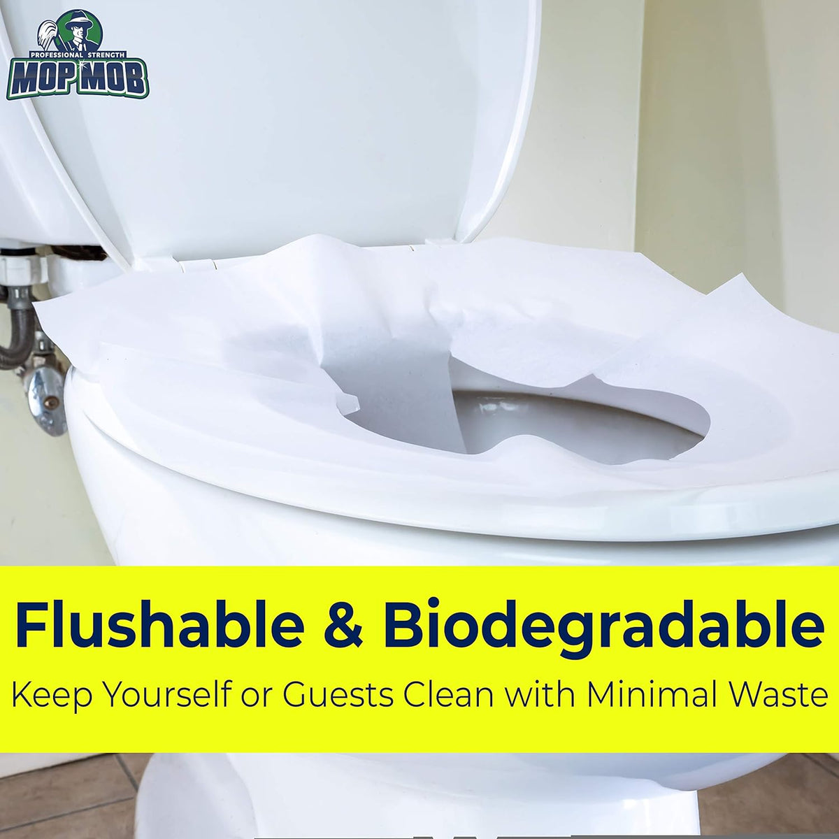 Biodegradable Half-Fold Toilet Seat Covers 500 Pk. Self-Flushing, Disposable Potty Papers Keep