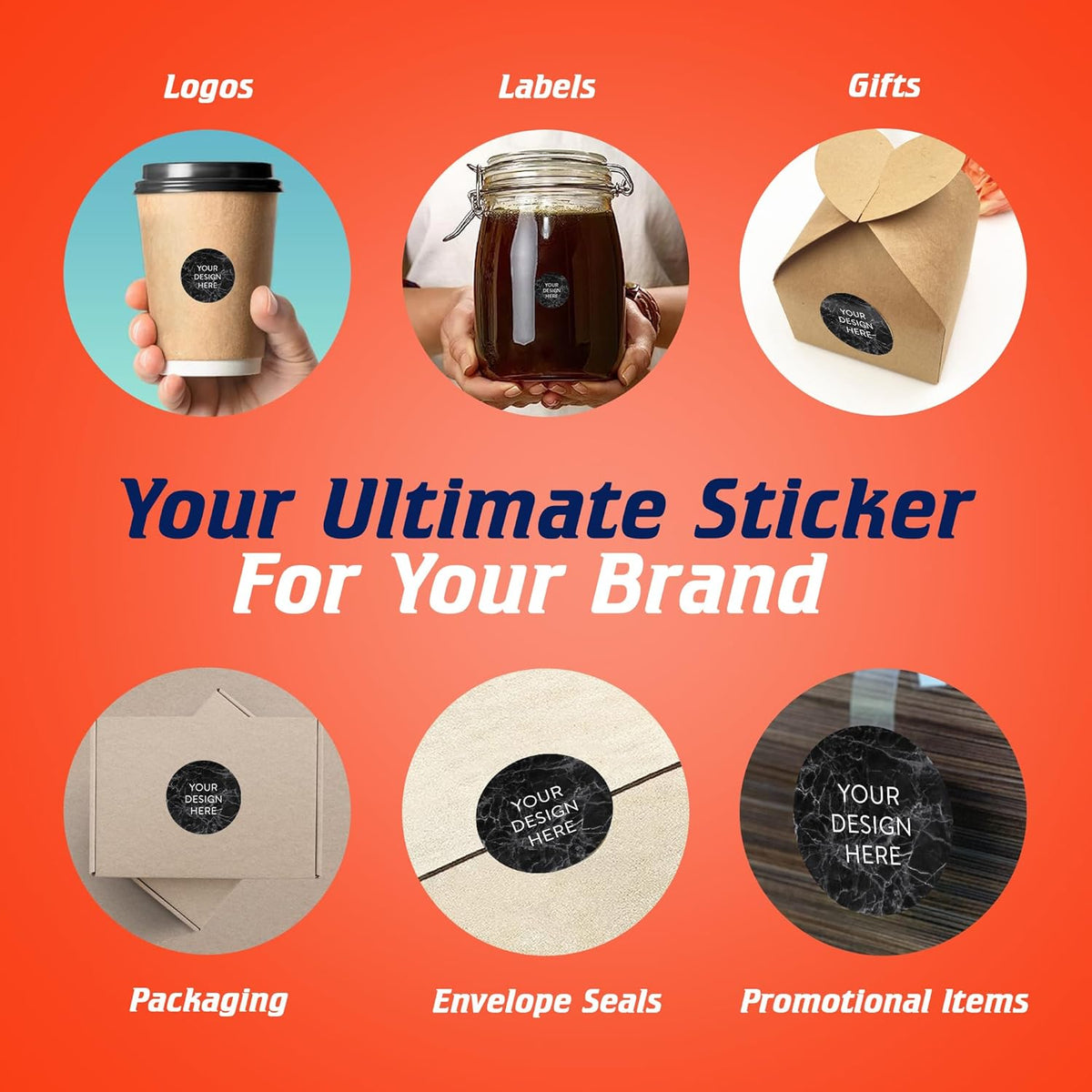 100 Custom Vinyl Stickers - Upload Your own Image, Text, Design, Logo - Personalized Logo Labels