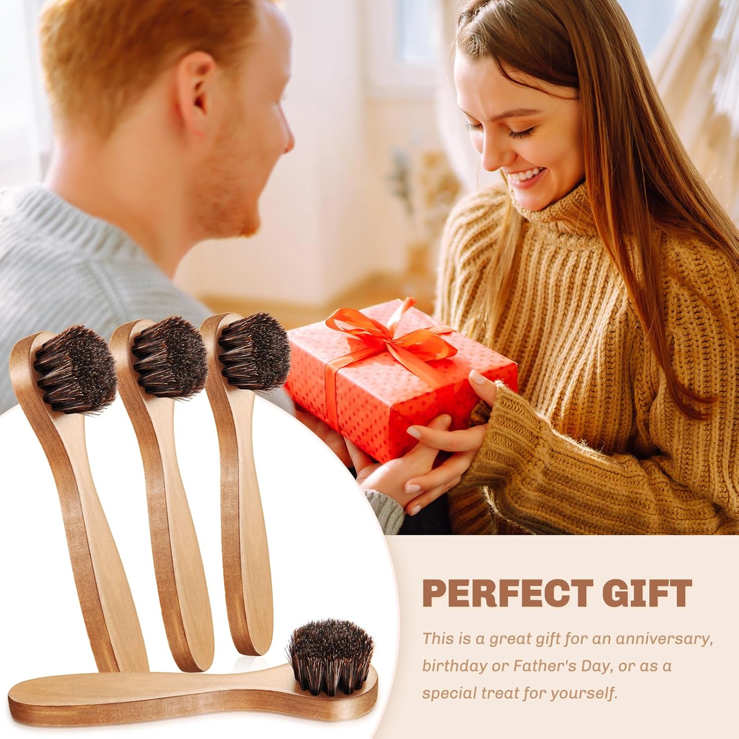 4 Pcs Horsehair Shine Shoes Brush Kit Polish Dauber Applicators Cleaning Leather Shoes Boots Care