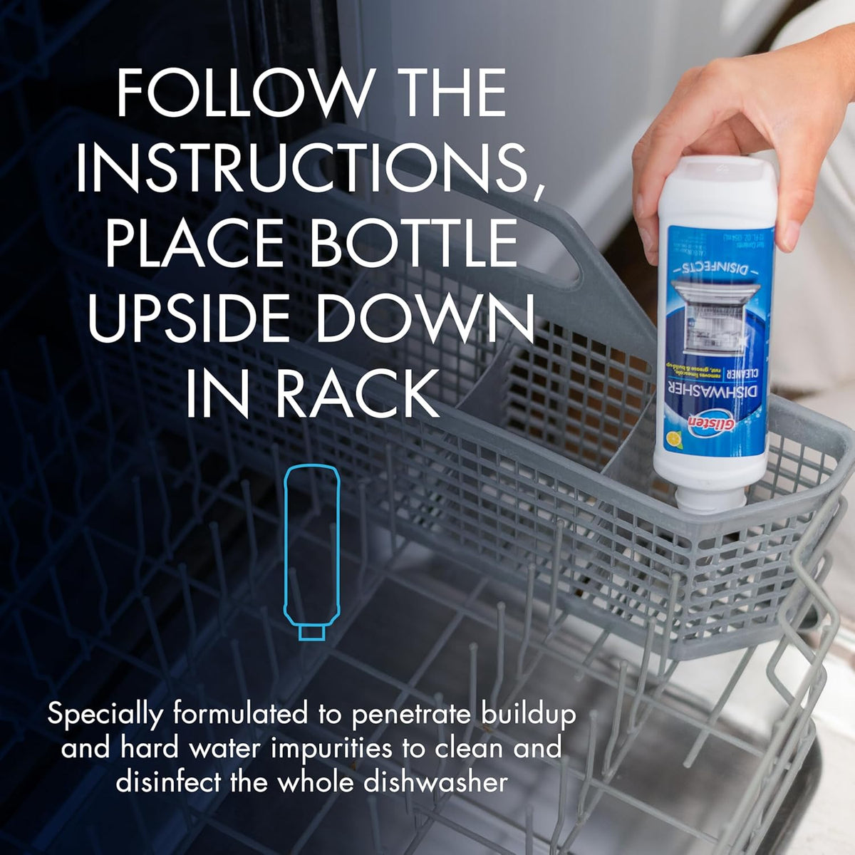 Glisten Dishwasher Cleaner, Removes Limescale, Rust, Buildup, and Grease, Lemon Scent, 12 Ounce