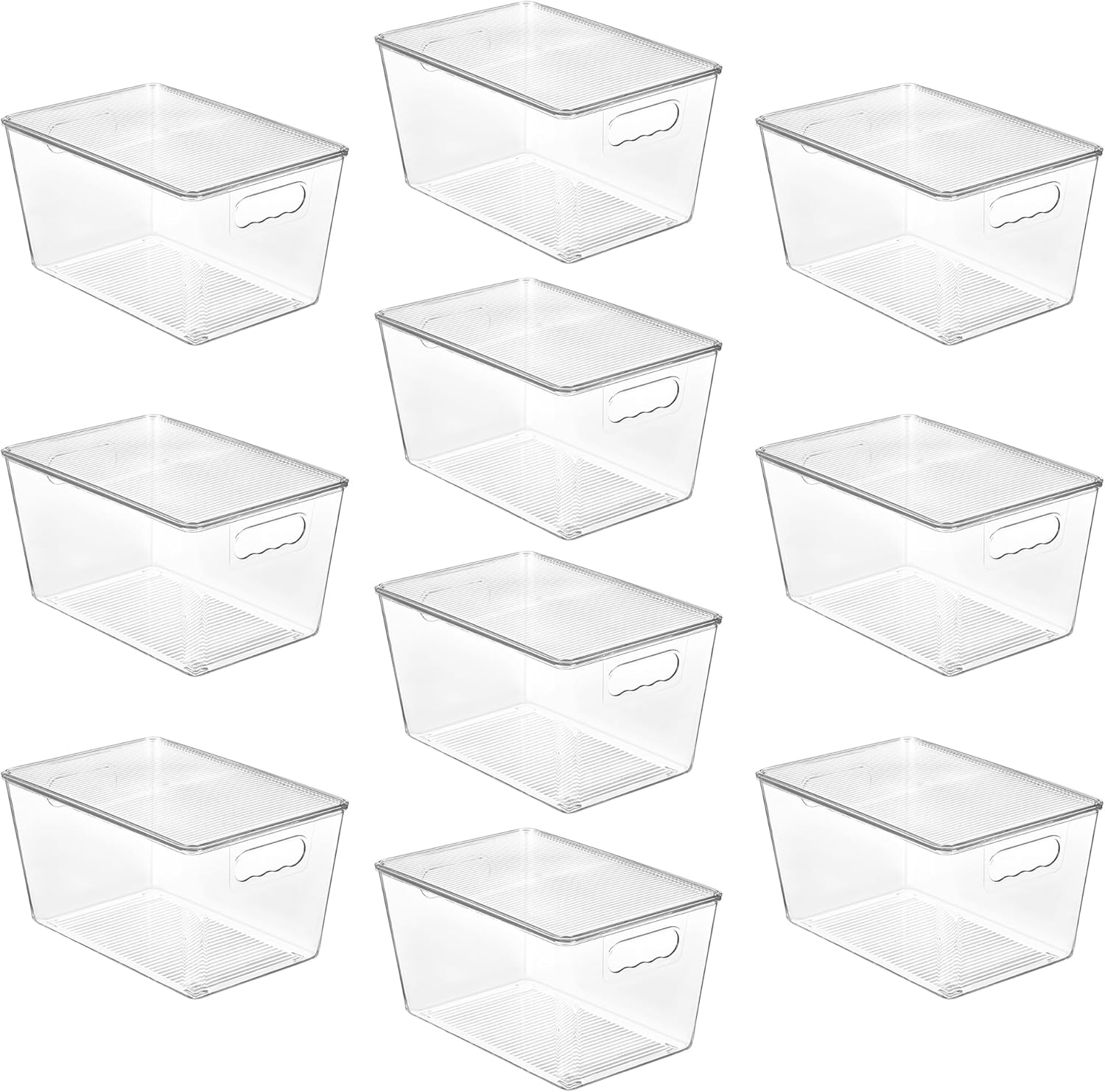 Vtopmart 10 Pack Clear Stackable Storage Bins with Lids, Large Plastic Containers with Handle for