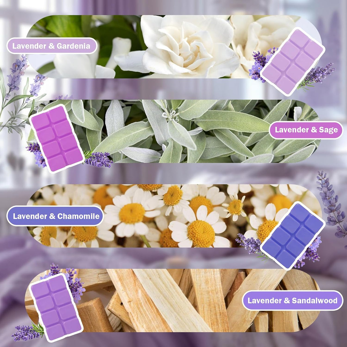 SCENTORINI Wax Melts, Wax Cubes Strong Scent, Long Lasting Lavender Scented for Sleep, Wax Melts