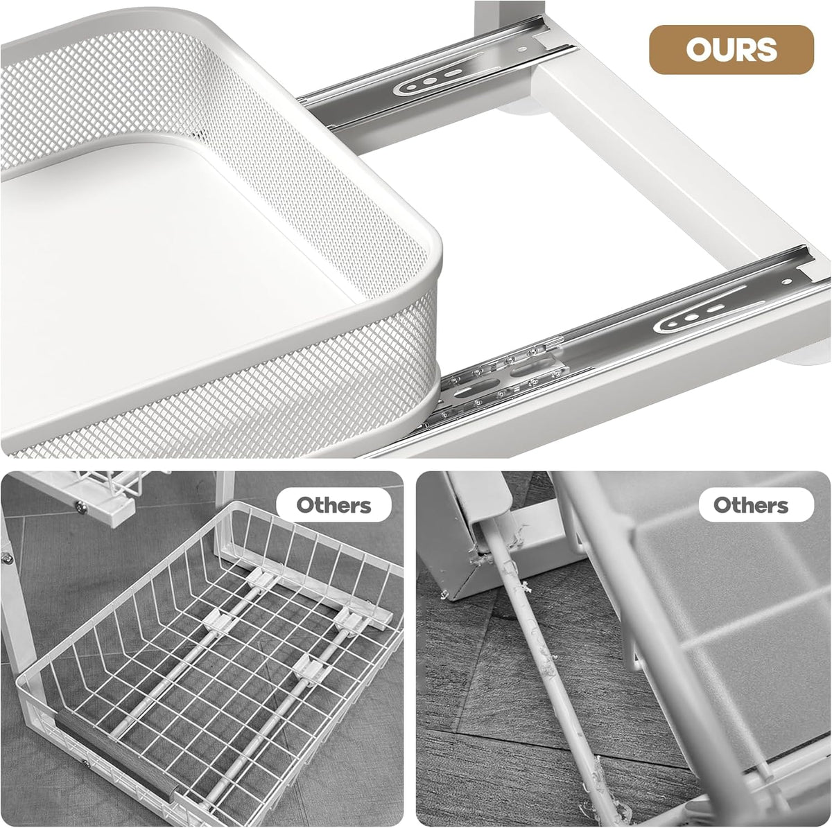 2-Pack 21.3 IN Depth Under Sink Organizer With Next-Gen Ball-Bearing Slides,Sophisticated Mesh