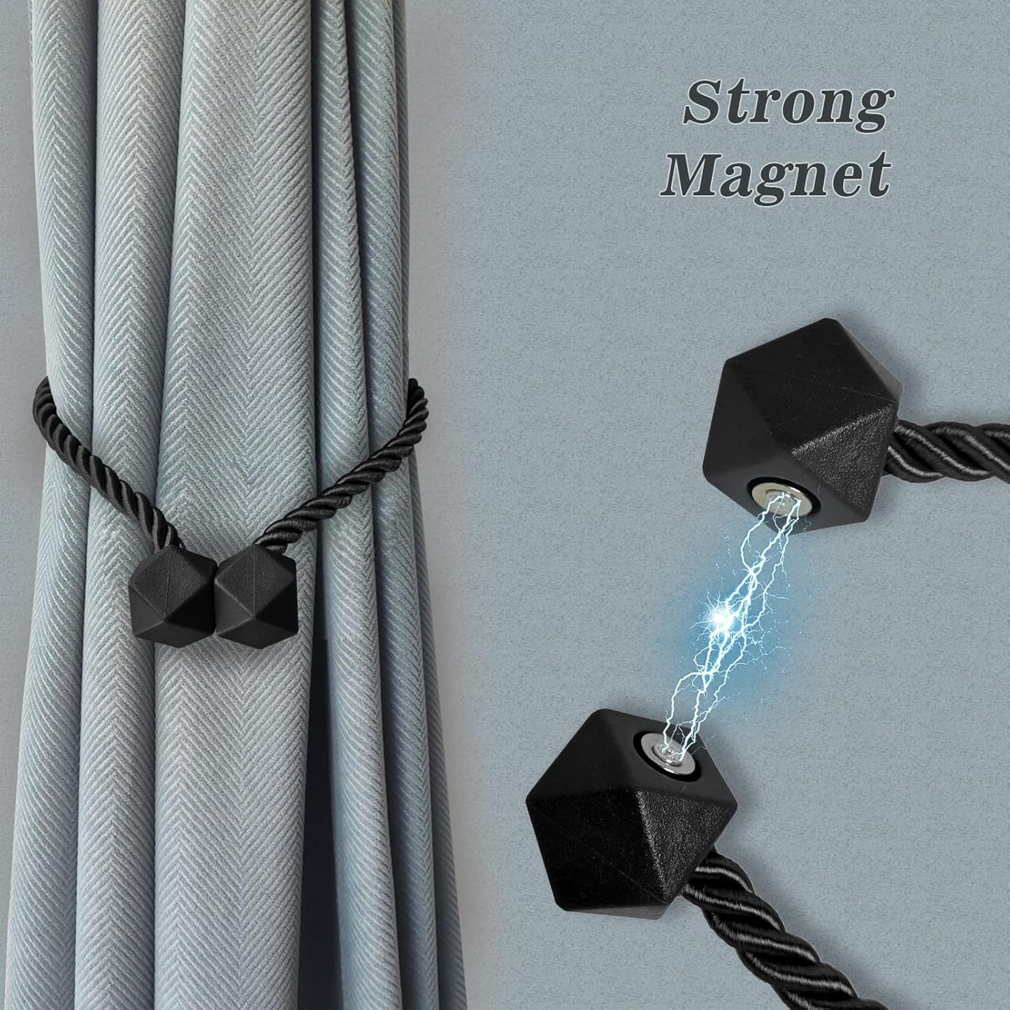 Hion Magnetic Curtain Tiebacks Dark Brown 6 Pack, Curtain Tiebacks Buckles Holdbacks Holders Hooks