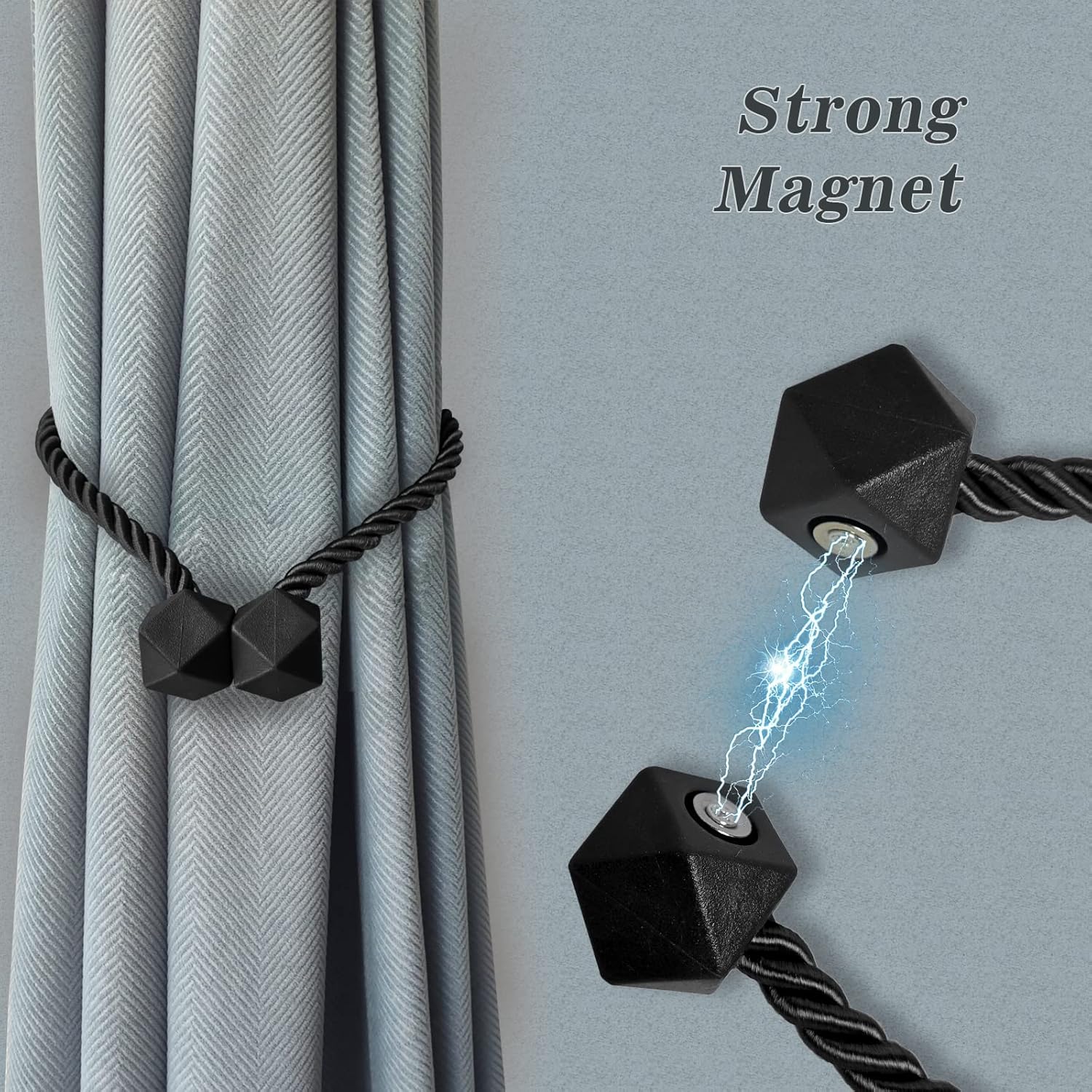 Hion Magnetic Curtain Tiebacks Dark Brown 6 Pack, Curtain Tiebacks Buckles Holdbacks Holders Hooks