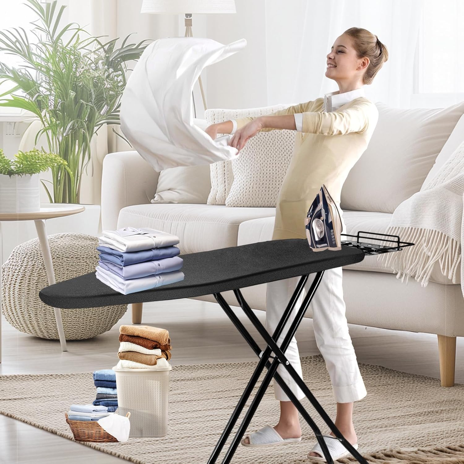 Ironing Board,52x14 Inch Iron Board with Steam Rest, Heavy Duty Metal Frame Legs Ironing Table with